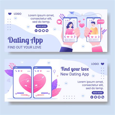 Dating App For A Love Match Banner Template Flat Design Illustration