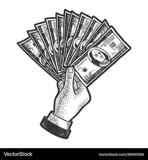 Hand With Dollar Money Sketch Royalty Free Vector Image