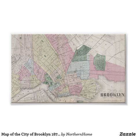 This Poster Features A Rare Example Of Fredrick W Beers Map Brooklyn
