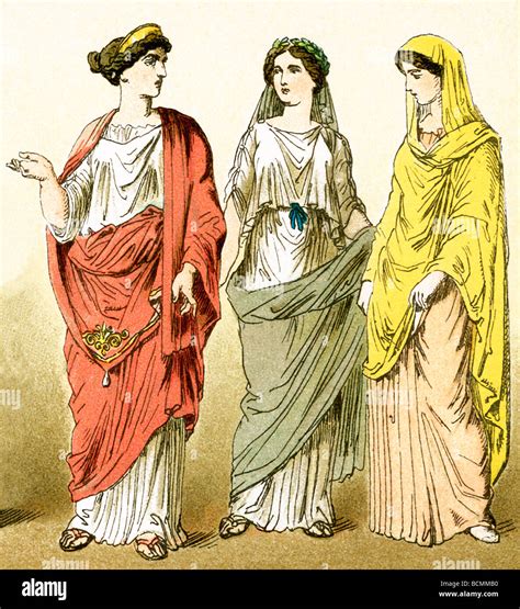Le Figure Rappresentano Tre Antiche Donne Romane L Illustrazione Risale Al 1882 Foto And Immagine