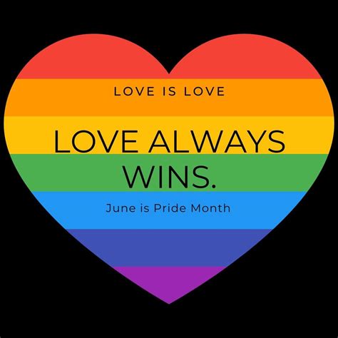 A Rainbow Heart With The Words Love Is Love Love Always Wins June Is Pride Month
