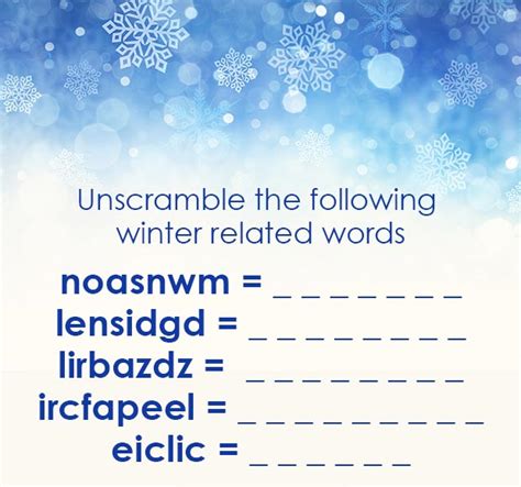 Unscramble The Winter Related Words And See The Answer