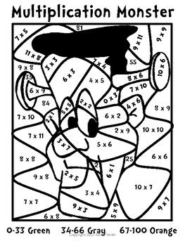 Halloween Multiplication Mosaic-Color By Number Pack-FUN! | TpT