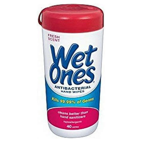 Wet Ones Antibacterial Hands And Face Wipes Fresh Scent 40 Count Canister