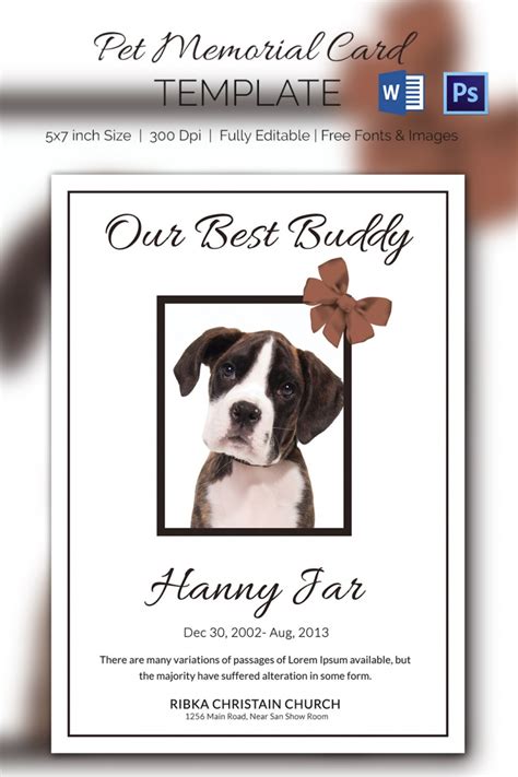 Check spelling or type a new query. 5+ Pet Memorial Card Template - Word, PSD, Pages, Publisher, AI | Design Trends - Premium PSD ...