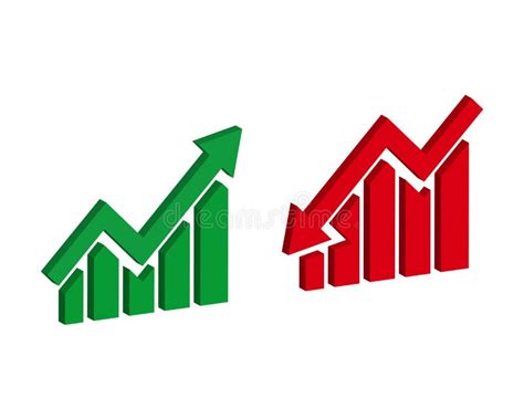 Graph Going Up And Down Sign With Green And Red Arrows Vector Flat