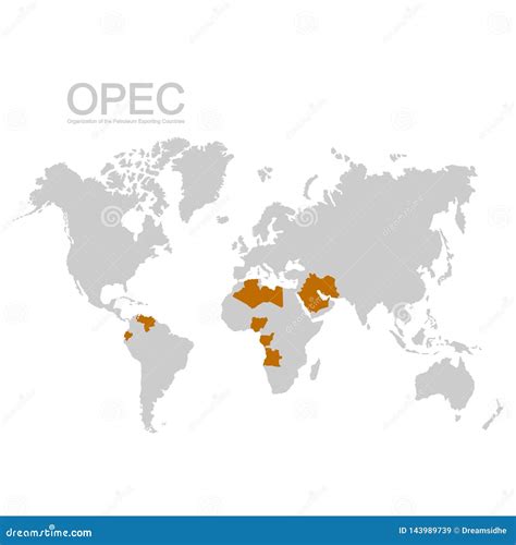 Map With Opec Member States Stock Vector Illustration Of Exporting