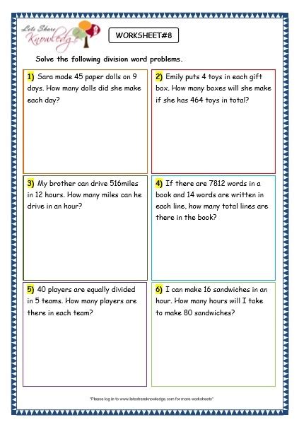 Printable Multiplication And Division Word Problems Grade 3 Grade 3