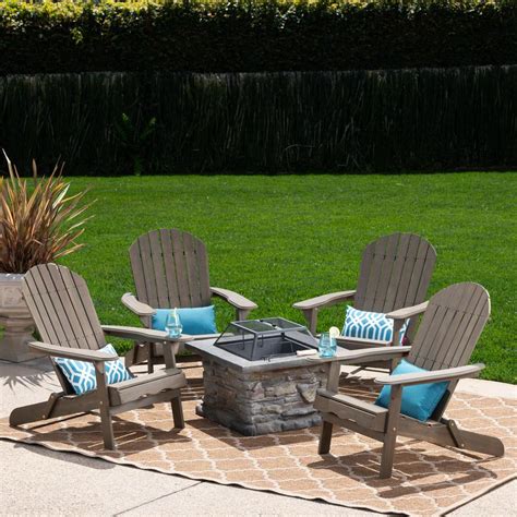 Adirondack chairs recycled milk jugs. Noble House Vicky Grey 5-Piece Acacia Wood/Stone Patio ...
