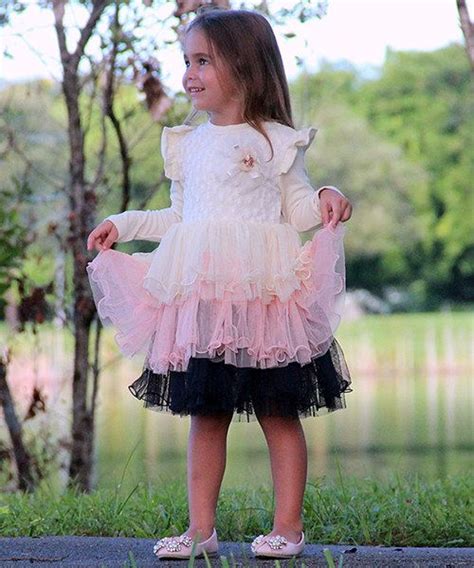 Take A Look At This Mia Belle Baby Crème And Pink Tiered Dress Toddler