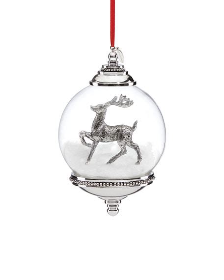 Reed And Barton Reindeer Snow Globe Ornament
