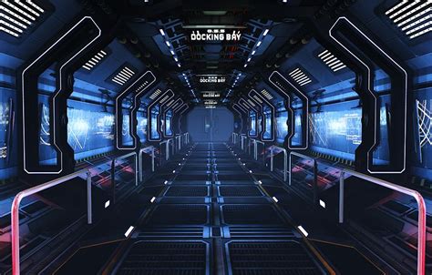 Space Corridor Scifi Interior Sci Fi Environment Spaceship Interior