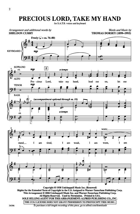 Precious Lord Take My Hand SATB By Thoma J W Pepper Sheet Music For Our Choir Already