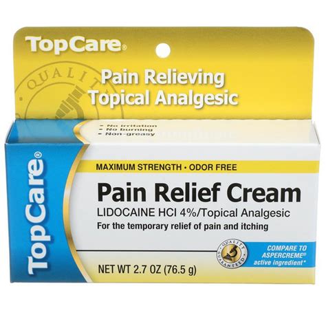 Top Care Maximum Strength Pain Relief Lidocaine Hcl 4 Topical