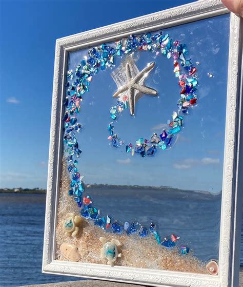 Sea Glass Mosaic Sea Glass Art Glass Wall Art Mosaic Art Beach Crafts Diy Sea Crafts Sea