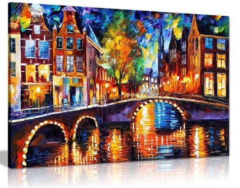 Buy The Bridges Of Amsterdam By Leonid Afremov Canvas Wall Art Picture