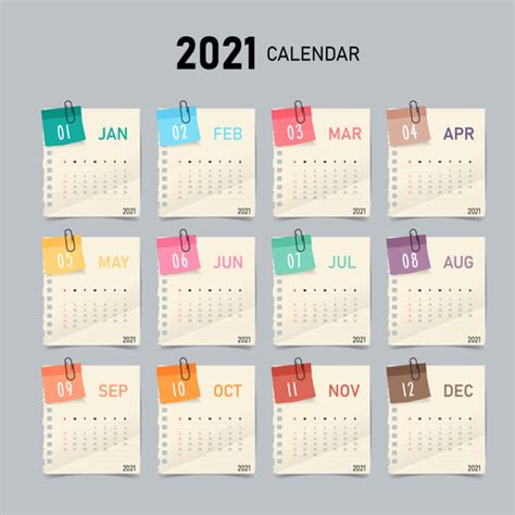 Concise 2021 Calendar Vector Free Download