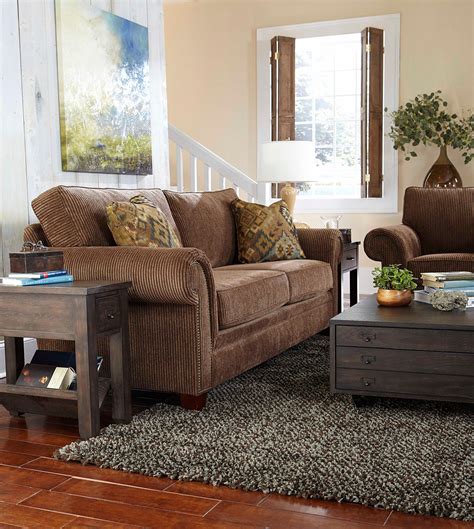 Broyhill Furniture Travis Transitional Sofa With Rolled Arms And Nail