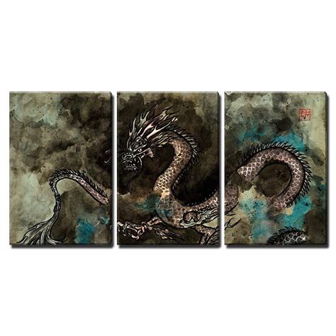 Wall26 3 Piece Canvas Wall Art Traditional Ink Painting Of A Fierce
