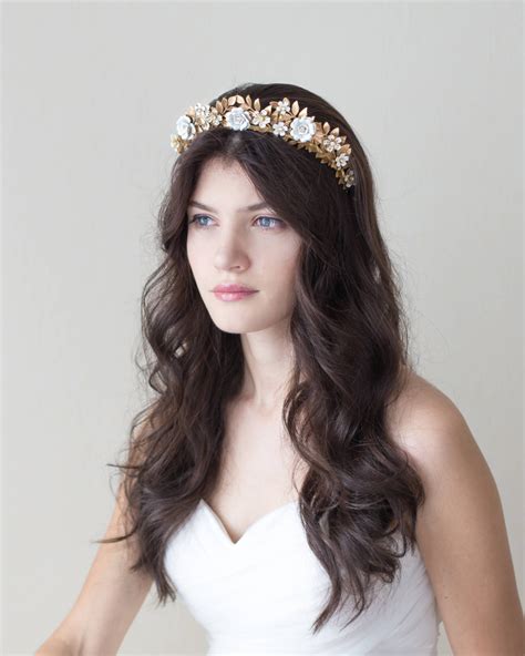 Bridal Headpiece Bridal Crown Gold Crown Bridal Tiara Etsy