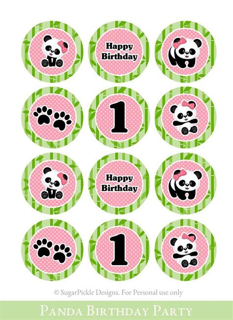 Panda Cupcake Toppers 1st Birthday Panda Birthday Toppers Etsy
