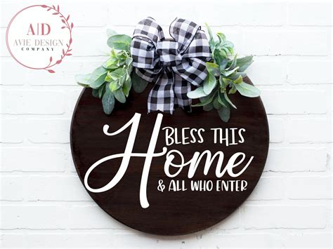 Svg Bless This Home And All Who Enter Cutting File Round Etsy