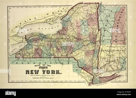 Plan Of The State Of New York Cartographic Atlases 1875 Stock Photo