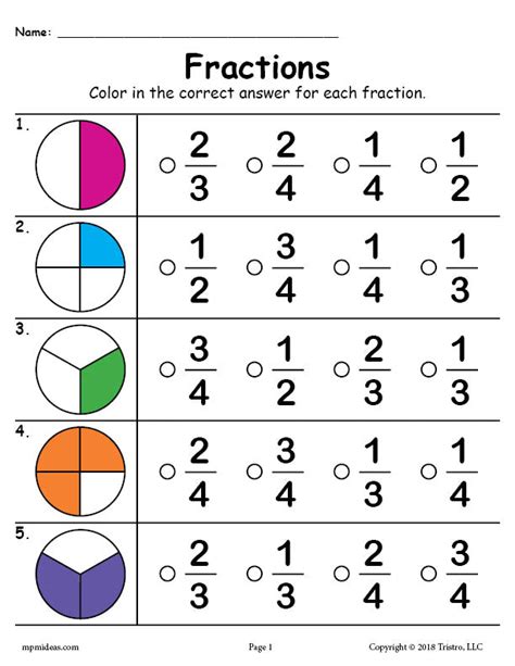 Fraction Easy Kindergarten Worksheet