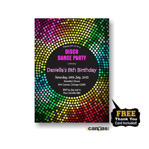 Disco Birthday Invitation Dance Party Birthday Invites Disco Etsy
