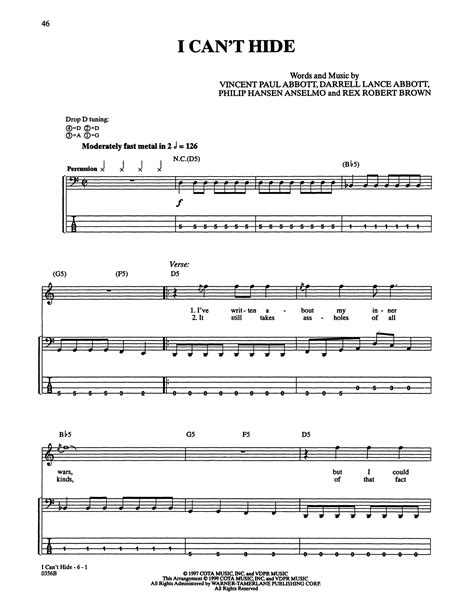 I Cant Hide By Pantera Bass Tab Guitar Instructor
