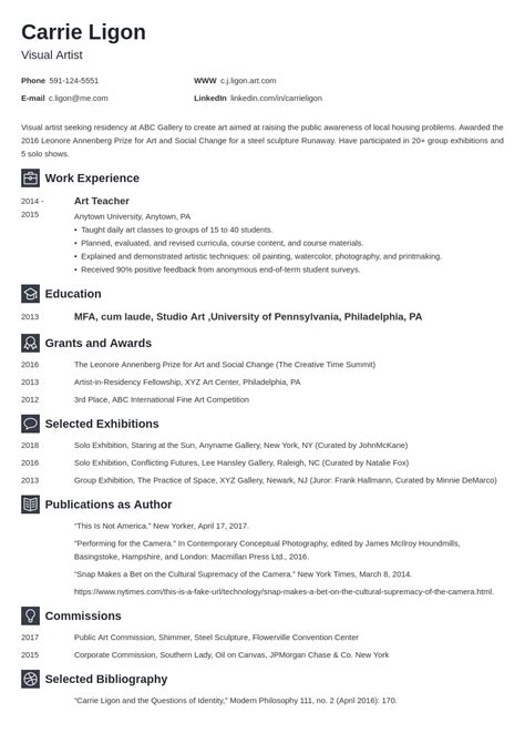 Artist Resume Sample—examples Templates And Guide For 2024