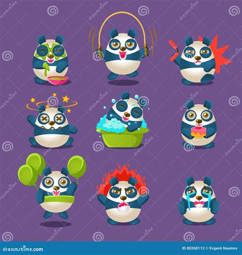 Netter Panda Emotions And Activities Collection Mit Humanisierten