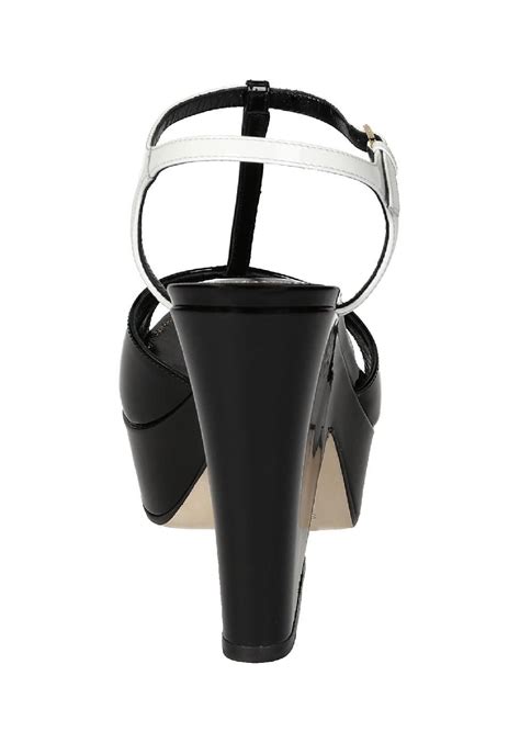 Sergio Rossi Black Patent Leather Sandals With Platform Italian Boutique