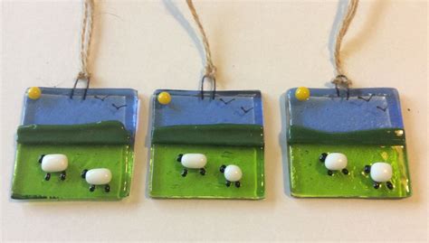 Fused Glass Sheep And Spring Lamb Sun Light Catcher Hanging Etsy Uk