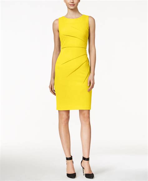 Calvin Klein Sleeveless Sunburst Sheath Dress In Yellow Lyst