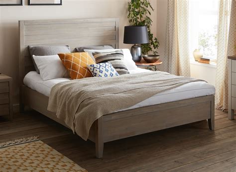 Burke Grey Wooden Double Bed Frame 46 Double Light Wood Bed Sava