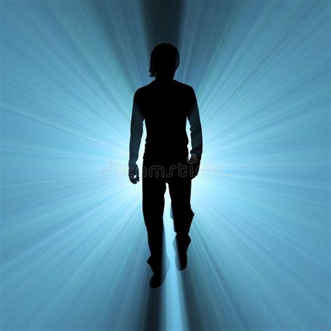 Man Walking Shadow Light Flare Male Figure Walking Away From Powerful