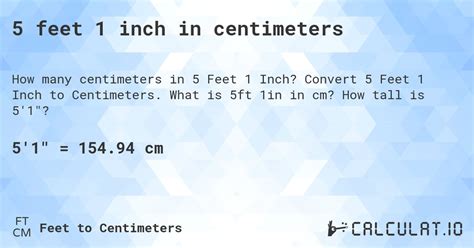 5 Feet 1 Inch In Centimeters Calculatio