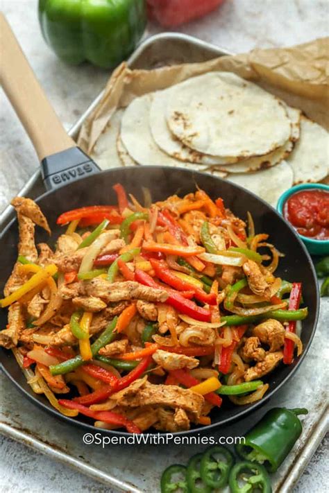 These quick and easy chicken fajitas are the recipe serves 4, but you can easily double it to feed a larger crowd. Easy Chicken Fajitas {30 Minute Meal} -Spend With Pennies ...