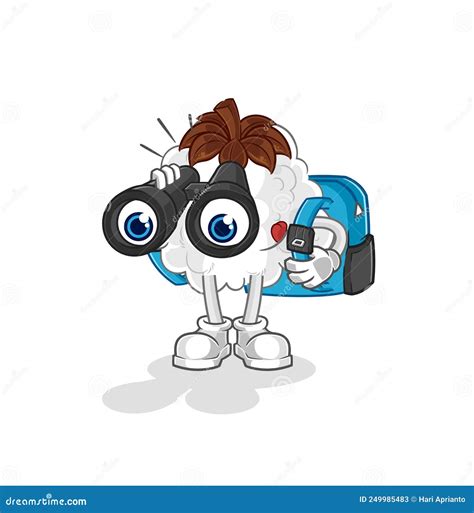 Cotton With Binoculars Character Cartoon Mascot Vector Stock Vector
