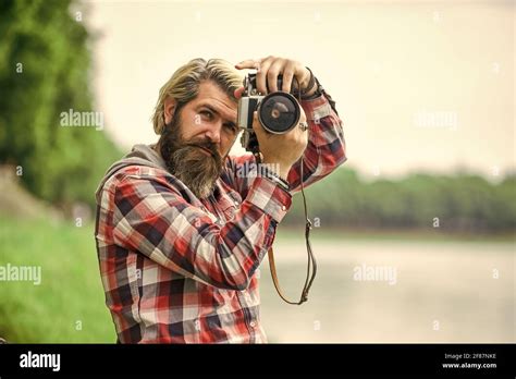 Content Creator Masterpiece Shot Man Bearded Hipster Photographer