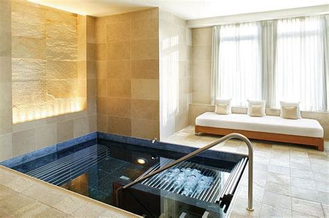 Luxury Home Spa With Neutral Colors Likes The Tones Of Warm Neutral Stone With The Ocean Blue