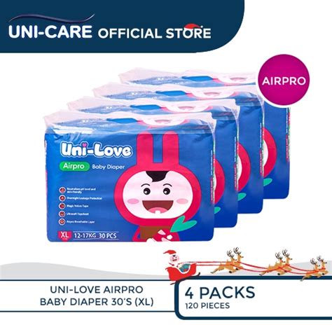 Unilove Airpro Baby Diaper 30s X Large Pack Of 4 Shopee Philippines