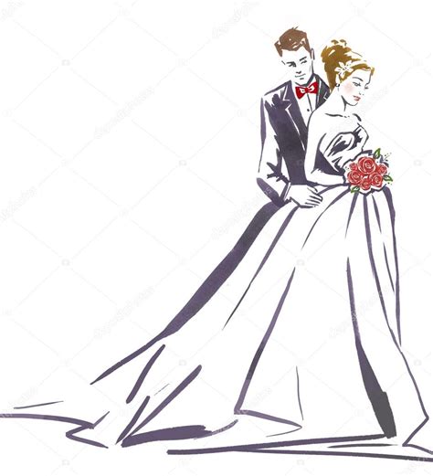 Wedding Couple Huggingsilhouette Of Bride And Groomwedding Invitation