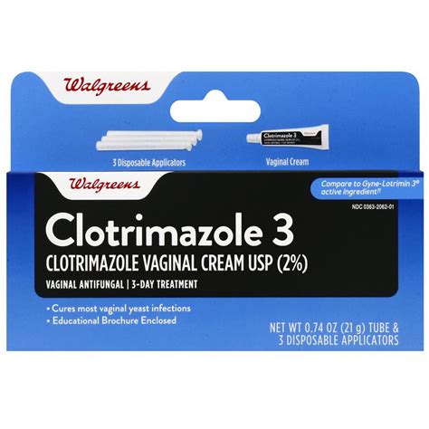 Walgreens Clotrimazole 3 Vaginal Cream 3 Day Antifungal Treatment