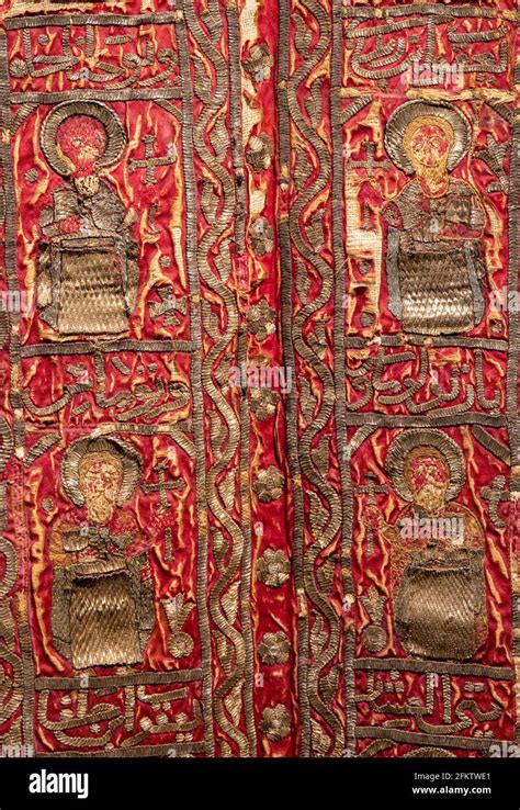 Coptic Embroidered Stole With Figures Of Saints And Arabic Writing National Museum Of Egyptian
