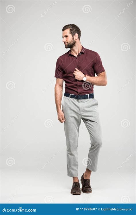 Handsome Elegant Man Posing In Casual Closing Stock Image Image Of