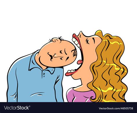 Woman Opens Her Mouth Violently And Tries Vector Image