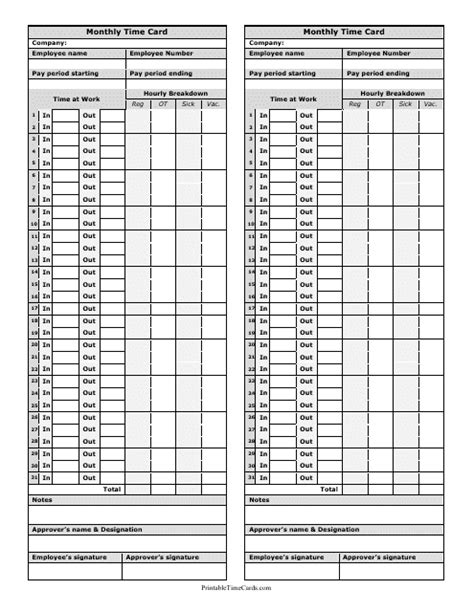 Monthly Time Cards Templates Fill Out Sign Online And Download Pdf