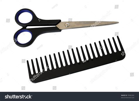 Scissors Comb Isolated On White Background Stock Photo 70582282